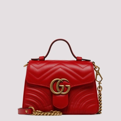 Shop Gucci Gg Marmont Red Mini Top Handle Bag