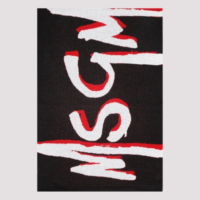 Shop Msgm Knitted Wool Scarf With Logo