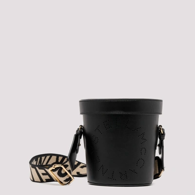 Shop Stella Mccartney Black Perforated Logo Bucket Bag