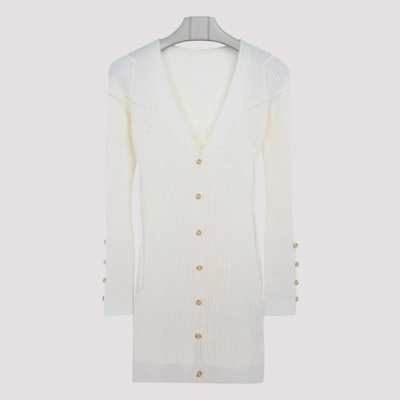 Shop Jacquemus Lauris Ecru Merino Wool Cardigan-dress