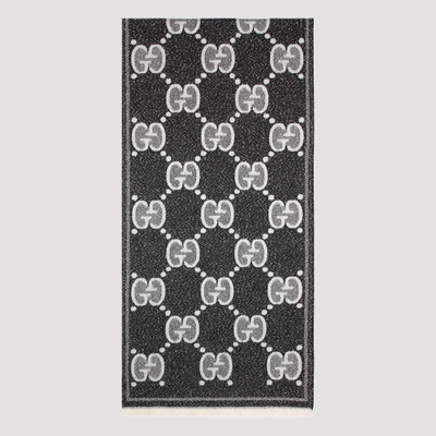 Shop Gucci Black And White Lady Nest Scarf In Black/white