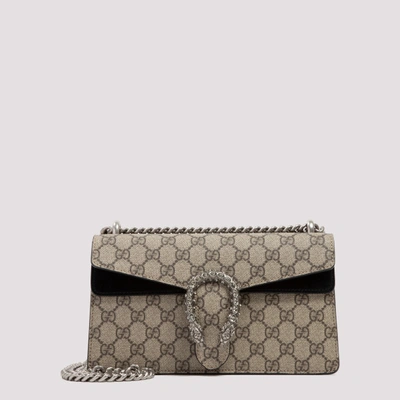 Shop Gucci Dionysus Gg Supreme Small Shoulder Bag In Beige/nero