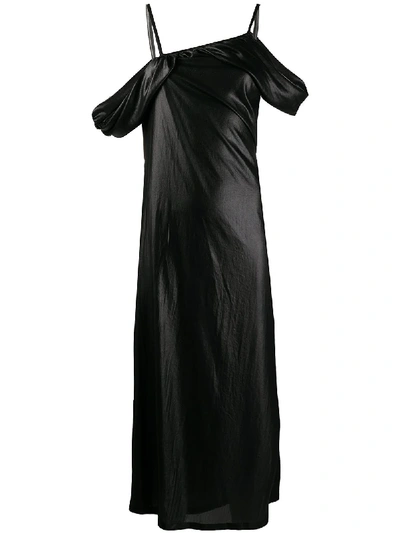 Shop Ann Demeulemeester Drape Detail Dress In Black