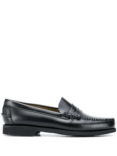 Shop Sebago Panelled Leather Loafers In Black