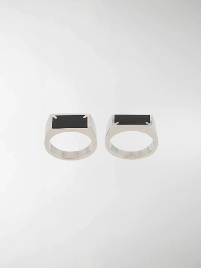 Shop Maison Margiela Double Stack Rings In Silver