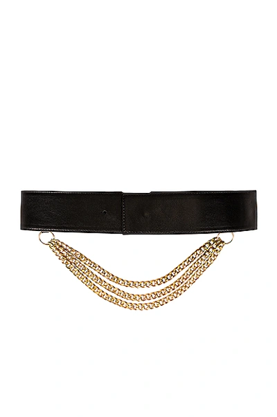 Shop Alessandra Rich Leather Gold Embellishment Belt In Black