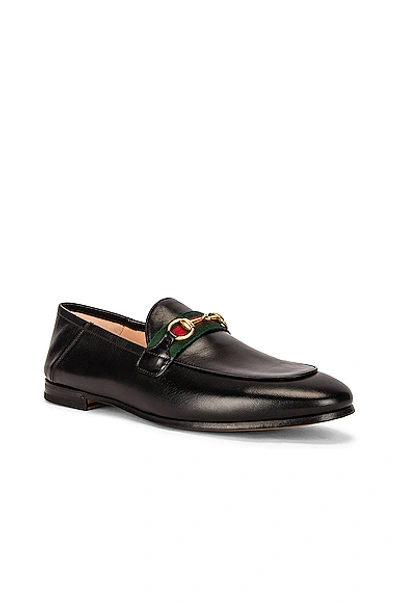 Shop Gucci Web Brixton Loafers In Black