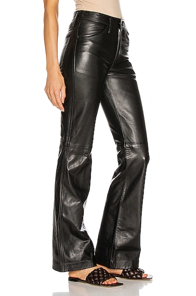 Shop Alberta Ferretti Leather Straight Pant In Black