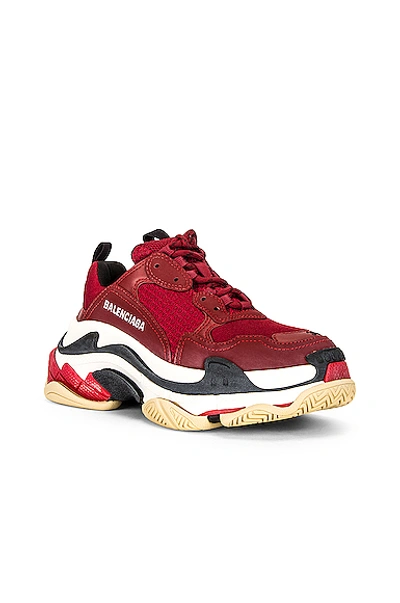 Shop Balenciaga Triple S Sneakers In Bordeaux & Tricolor