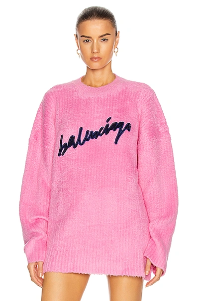 Shop Balenciaga Long Sleeve Sweater In Pink