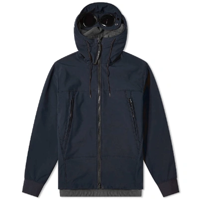 Shop C.p. Company Soft Shell Hooded Jacket In Blue