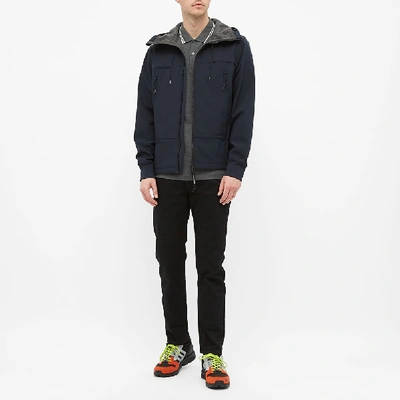 Shop C.p. Company Soft Shell Hooded Jacket In Blue