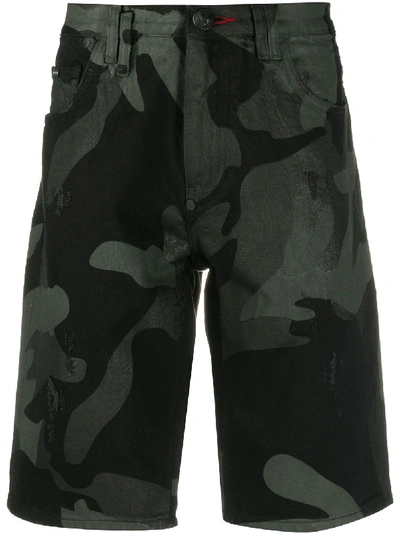 Shop Philipp Plein Camouflage-print Knee-length Shorts In Black