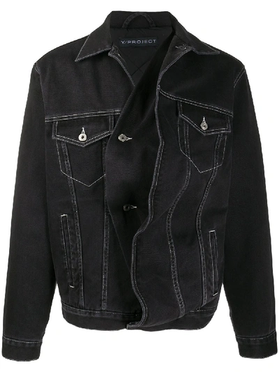 Shop Y/project Twisted Denim Jacket In Black