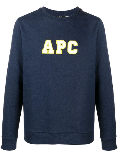 Shop Apc Malcom Embroidered Logo Sweatshirt In Blue