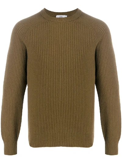 Shop Closed Ribbed Knit Crew Jumper In Brown