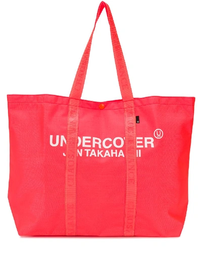 Shop Undercover Large Logo Tote Bag In Orange