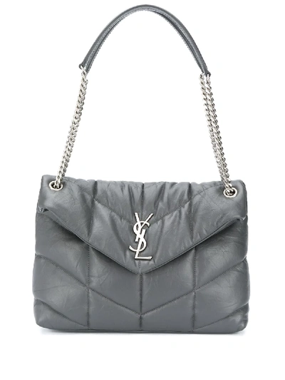 Shop Saint Laurent Medium Loulou Puffer Bag In Grey