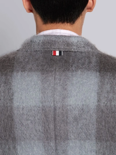 Shop Thom Browne Medium Grey Mohair Buffalo Check Long Chesterfield Overcoat