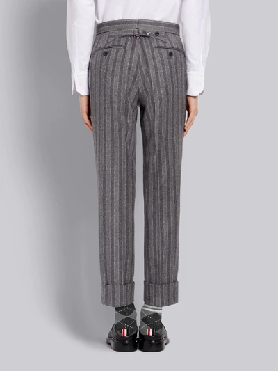 Shop Thom Browne Medium Grey Ground Chalk Stripe Wool Flannel Classic Trouser