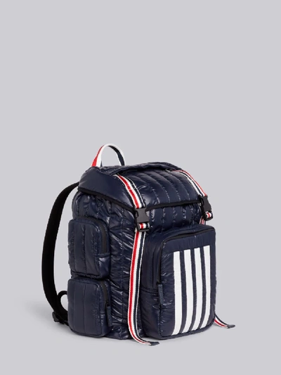 Shop Thom Browne Navy Quilted Ripstop Tricolor Webbing Handles 4-bar Backpack In Blue