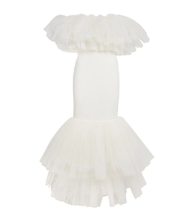 Shop Alessandra Rich Strapless Tulle Dress