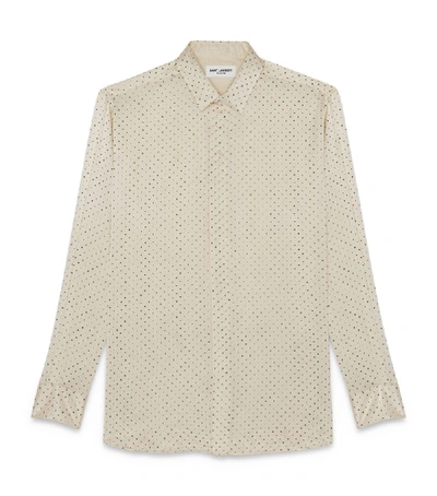 Shop Saint Laurent Silk Polka-dot Shirt