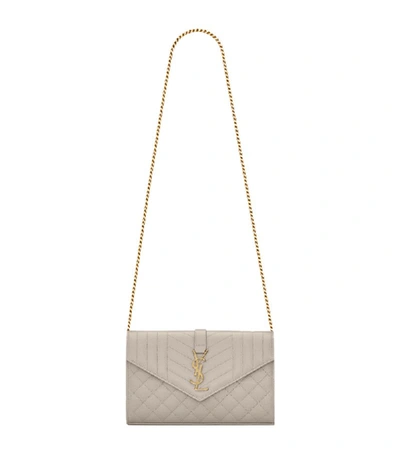 Shop Saint Laurent Leather Envelope Bag In White