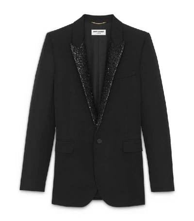 Shop Saint Laurent Glitter-detail Evening Jacket
