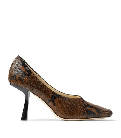 Shop Jimmy Choo Marcela 85 Snake-embossed Leather Pumps