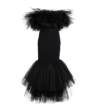 Shop Alessandra Rich Strapless Tulle Dress