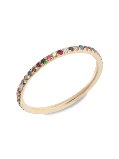 Shop Eyem By Ileana Makri Women's Classic 18k Rose Gold & Multi-stone Thread Rainbow Ring