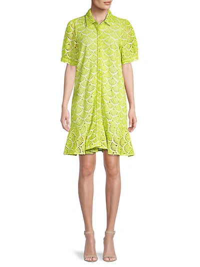 Shop Tanya Taylor Aliciana Shell-patterned Dress In Lime