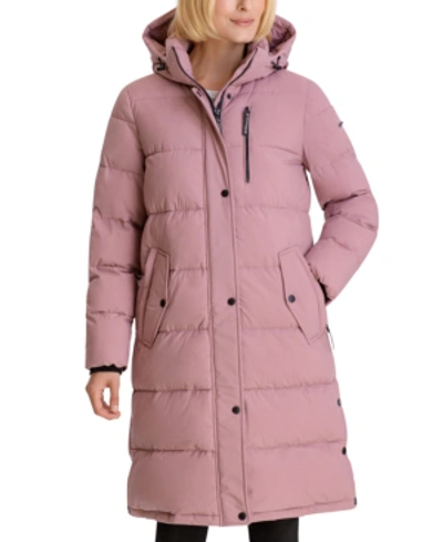 Shop Bcbgeneration Hooded Puffer Coat In Dusty Pink