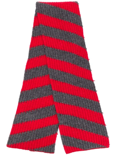 Shop Marni Striped Knit Scarf In Red