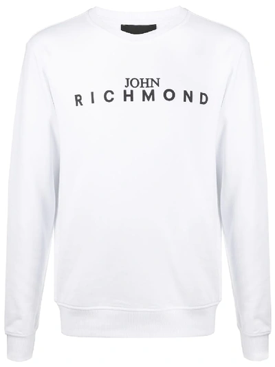 Shop John Richmond Long-sleeved Logo Print Jumper In White