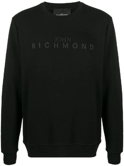 Shop John Richmond Long-sleeved Logo Print Jumper In Black