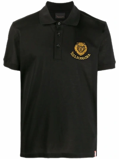 Shop Billionaire Logo Patch Polo Shirt In Black