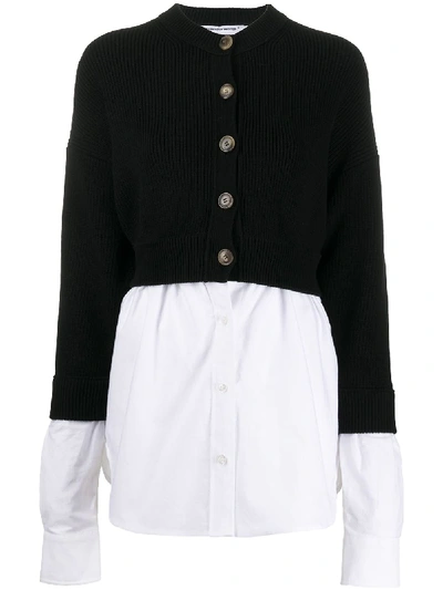 Shop Alexander Wang T Bi-layered Shirting Cardigan In Black