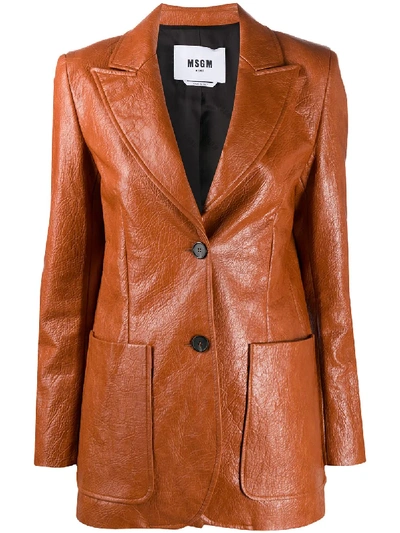 LEATHER-EFFECT SINGLE-BREASTED BLAZER