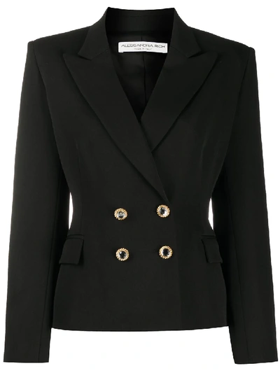 Shop Alessandra Rich Fitted Double-breasted Jacket In Black