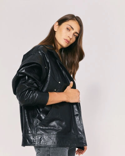 Shop Iro Malaspy Oversized Leather Jacket In Black