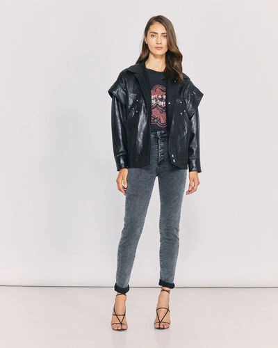 Shop Iro Malaspy Oversized Leather Jacket In Black