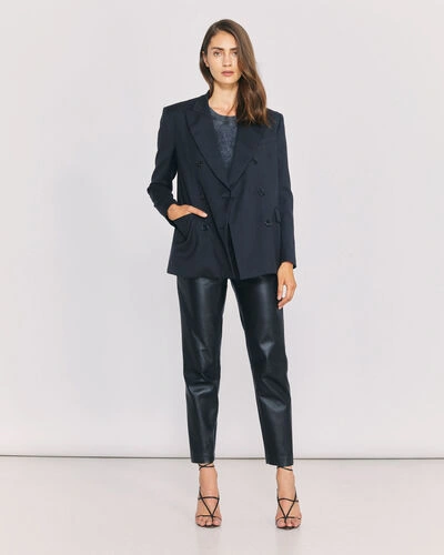 Shop Iro Alliza Double Breasted Blazer Jacket In Anthracite