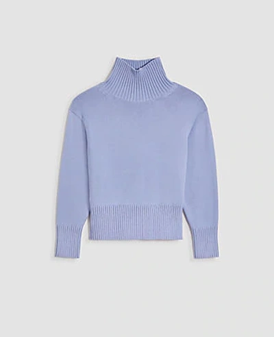 Shop Ann Taylor Ribbed Turtleneck Sweater In Powder Blue