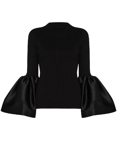 Shop Marques' Almeida Puff-sleeve Long-sleeve Top In Black
