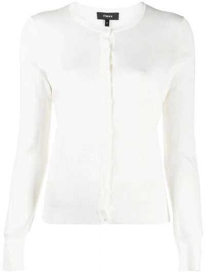 Shop Theory Button-up Silk-cotton Cardigan In White