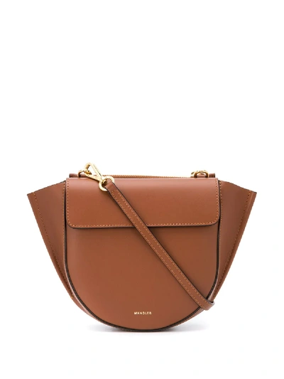 Shop Wandler Hortensia Leather Tote Bag In Brown
