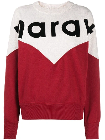 Shop Isabel Marant Étoile Houston Logo-print Colour-block Sweatshirt In Red
