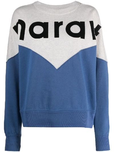 Shop Isabel Marant Étoile Houston Colour-block Logo Sweatshirt In Blue